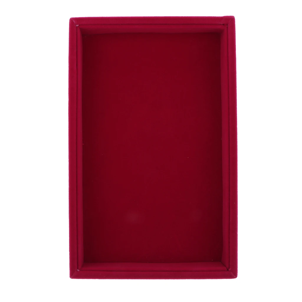 Rose Red 24.5x3x14. Элегантный бархатный Штабелируемый Лоток для ювелирных изделий, органайзер для ожерелья, многофункциональная стойка для ювелирных изделий - Цвет: Rose Red 24.5x3x14.