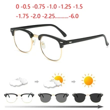 Diopter SPH 0-0.5-1-1.5-2-2.5-3-3.5-4-4.5-5-5.5-6.0 Anti Blue light Sun Photochromic Finished Myopia Glasses
