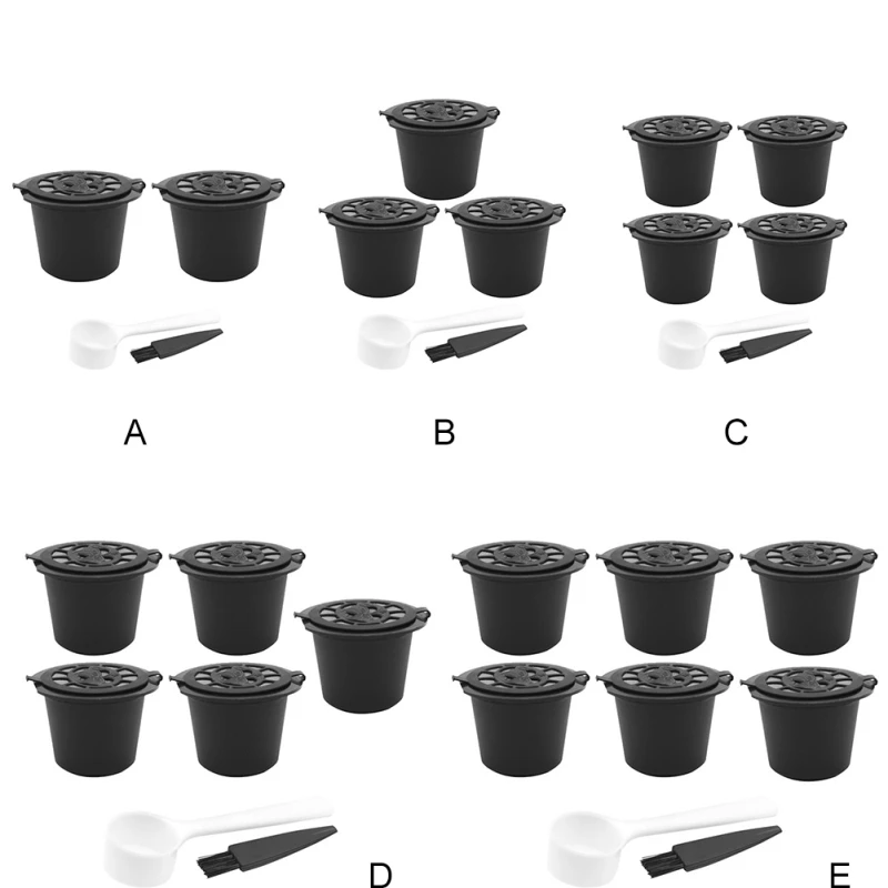 6 шт./компл. Пластик Кофе комплект капсулы многоразовые Nestle Кофе капсула с крышка фильтра многоразовая капсула для кофе, черный