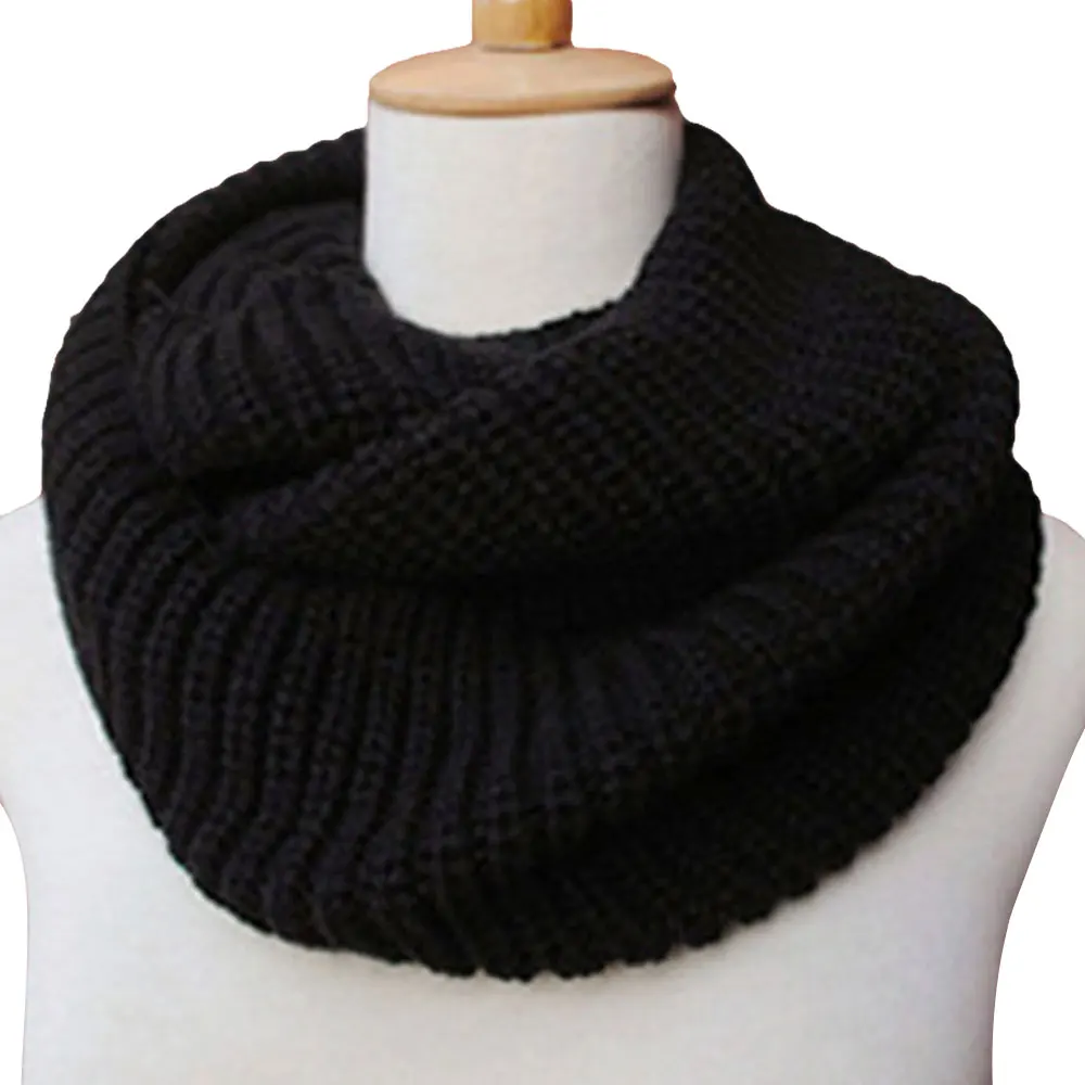 Black Useful Collar Gift Keep Warm 6 Color Knitted Ladies Neck Warmer Ski Circle Ring Scarf Knit Scarf Womens Scarves Fashion - Color: Black