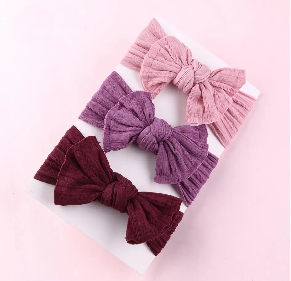 

Wide Nylon Headband Knot Bow Headband Cable Knit Fabric Turban For Baby Kid Headband Headwraps Hair Accessories