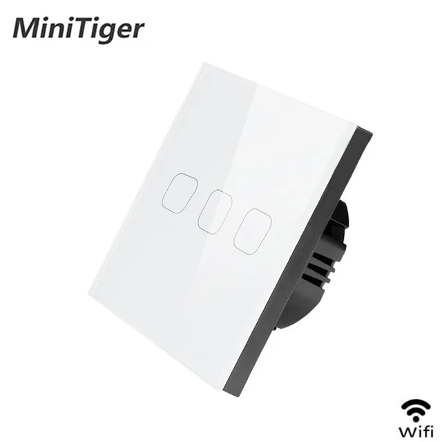 WiFi White 3 gang Minitiger ЕС 1/2/3 Tuya/приложение Smart Life/ewelink Интеллектуальный переключатель Wi-Fi сенсорный выключатель для Google Home Amazon Alexa Голосовое управление Управление - Цвет: WiFi White 3 gang