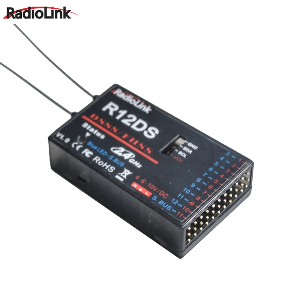 

RadioLink R12DS 12CH 12 Channel Receiver 2.4Ghz For AT10 Transmitter Aircraft Aerial Photography Device