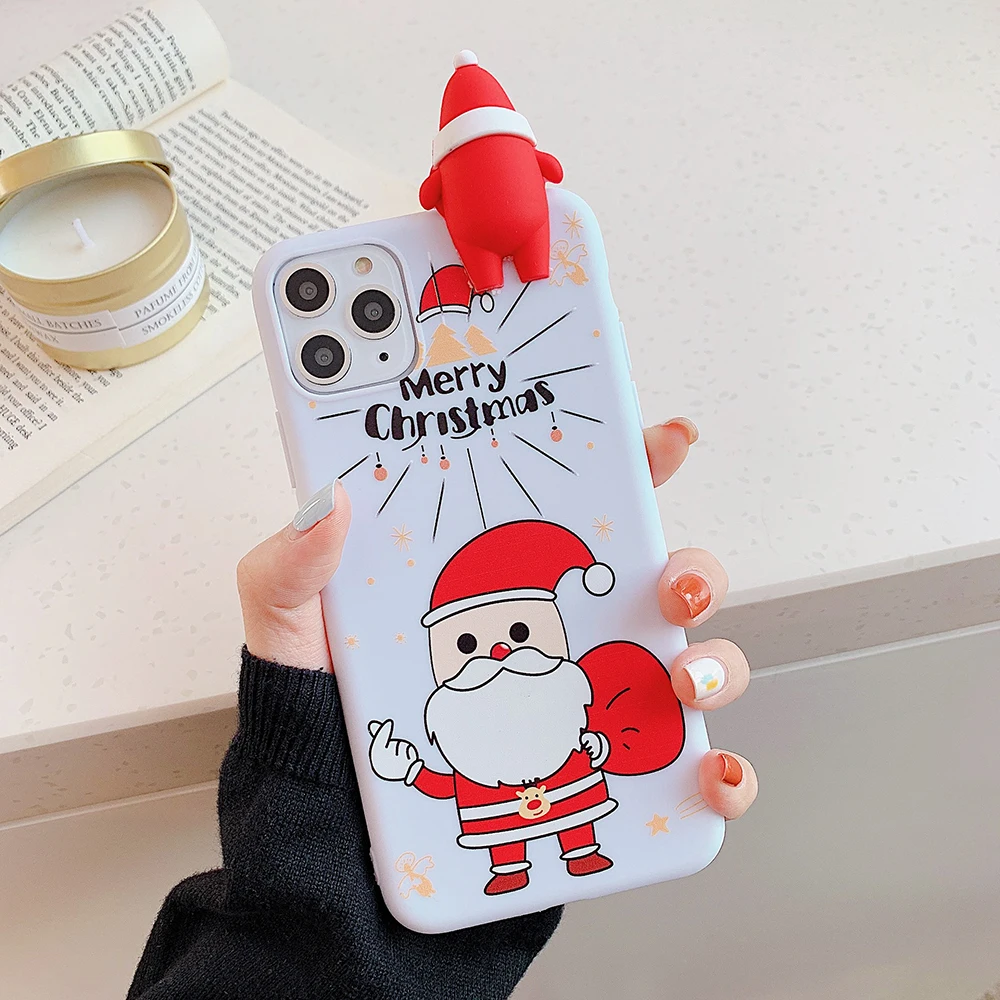 3D мультяшный Олень чехол для телефона с рождественским рисунком для iPhone 11 Pro Max XR XS Max 7 8 6S Plus чехол Санта Клаус Лось Мягкий ТПУ чехол для телефона подарок - Цвет: j