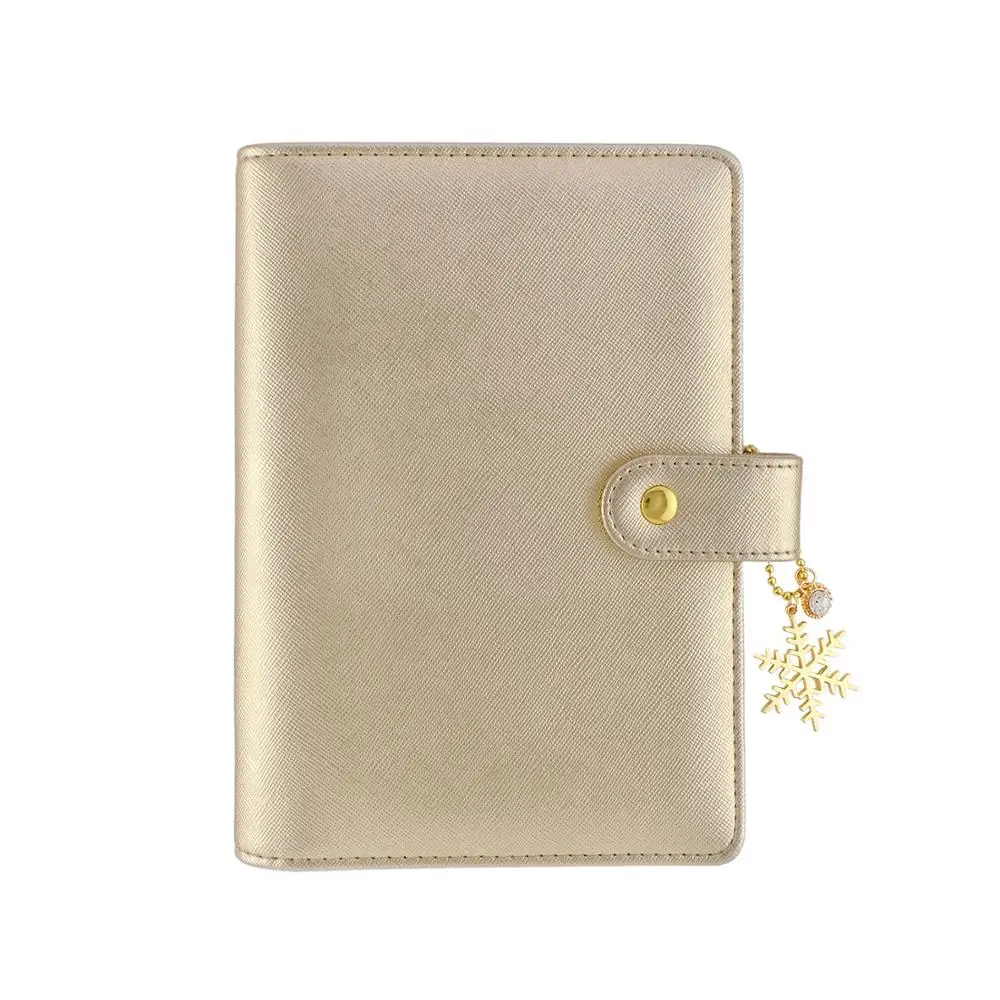 

Lovedoki Golden Bling Rings Portable Notebook Cross Pattern Agenda Organizer Diary Book Planner Journals Memos