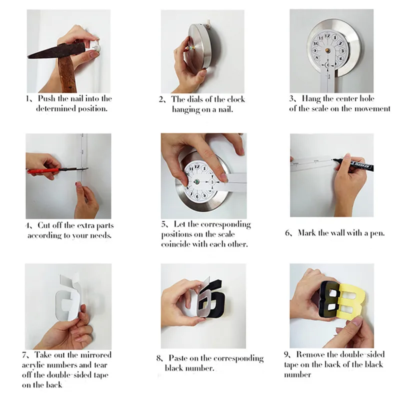 DIY Wall Clock 3D Mirror Surface Sticker Home Office Decor Clock Stickers Muraux Pour Enfants Chambres 40DEC2404