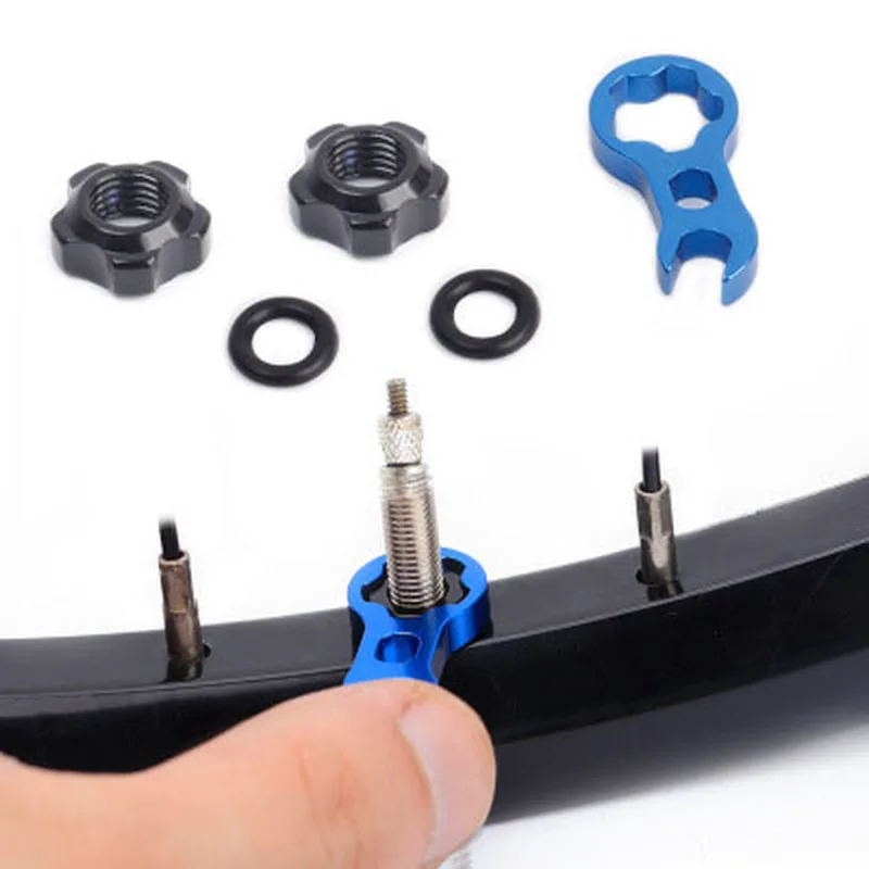Bicycle French Valve Nut tool set Road Bike MTB Valve Fixed Nut Washer Tire Waterproof Valve Accessories afbeelding