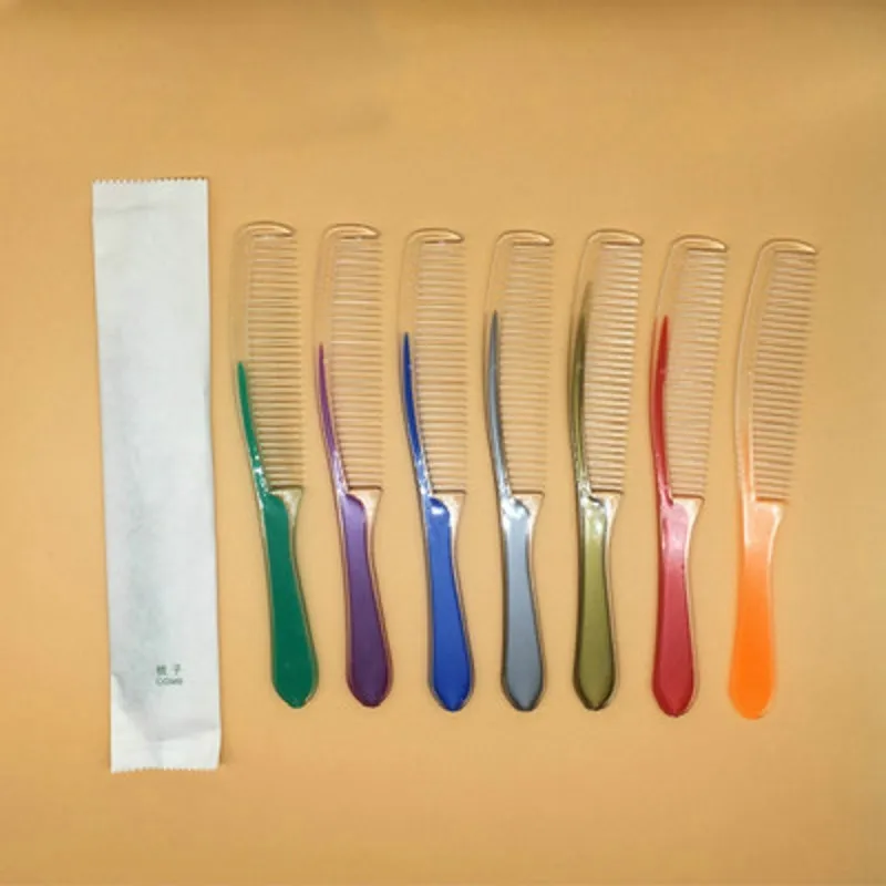 10pcs plastic comb hairdressing Hotel Disposable Combs Long Strip Household Wood Hairbrush Toiletries Plastic Comb Hairdressing 6