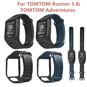 

For TOMTOM Runner3 / Adventurer Strap Fashion Double-sided Leather Watchband For TOMTOM Runner3 SmartWatch Band