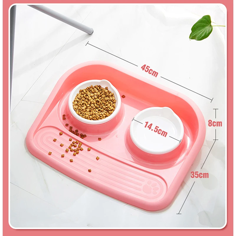 cat bowl pet food bowl removable washable leak proof dog bowl green plastic puppy food bowl 5