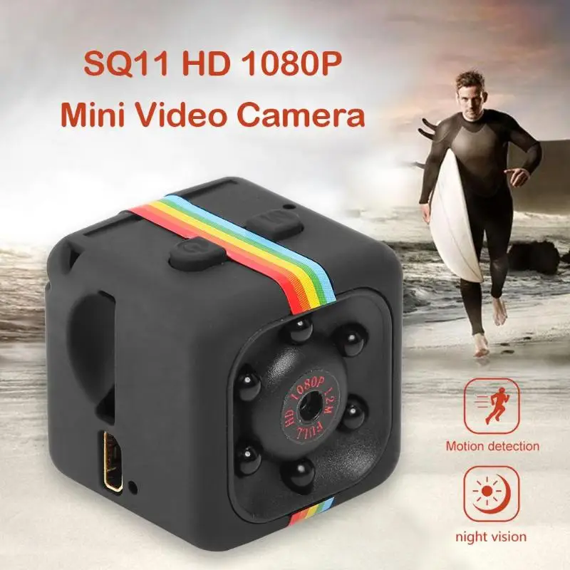 SQ11 1080P высокой четкости мини видеокамера видеорегистратор с режимом ночной съемки видеокамера DV регистратор движения мини Спортивная камера Радужный Цвет Новинка