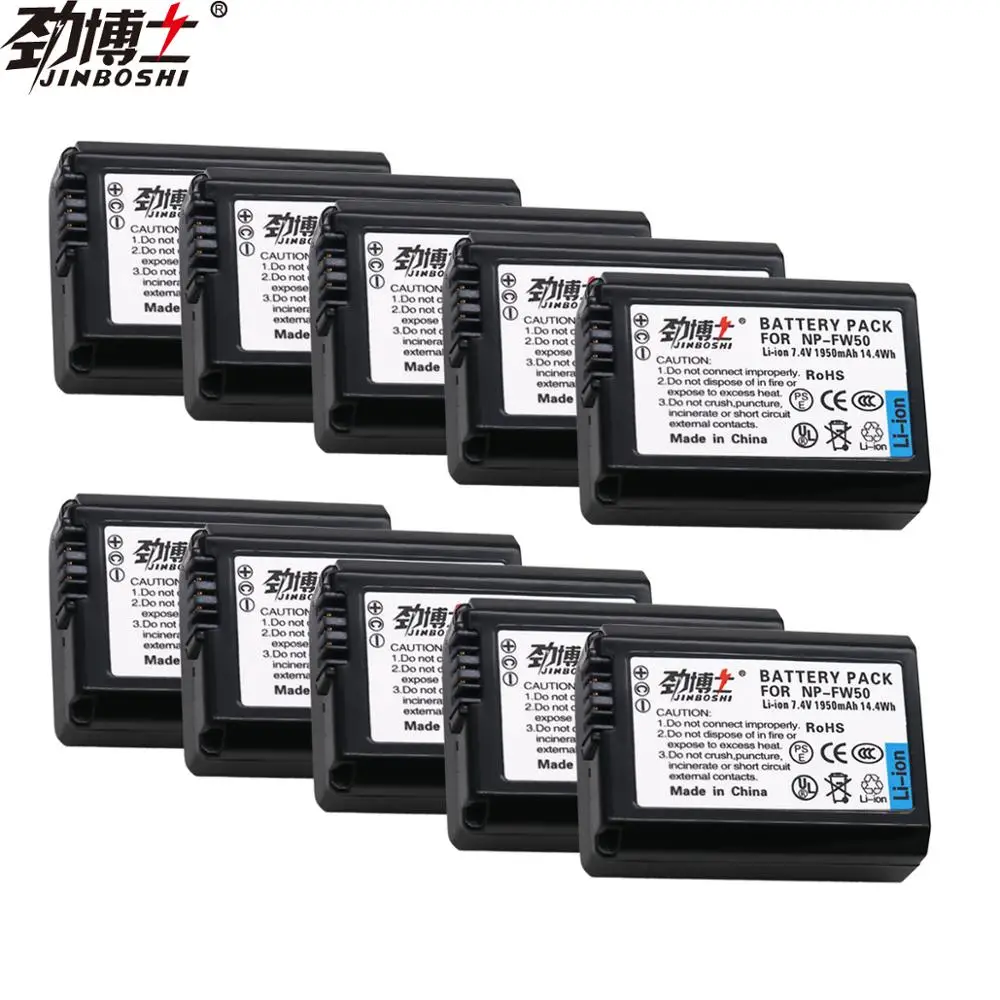

10PCS 1950 mAh NP-FW50 NP FW50 Replacement Battery for Sony NEX-7 NEX-5N NEX-F3 SLT-A37 A7 NEX-5R NEX-6 NEX-3 Alpha 7R II a6400