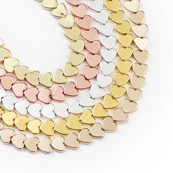 

TREBGK Gold Silvers Peach heart Hematite Magnetite Natural Stone 6mm Spacer Loose Beads For Jewelry Making Diy bracelet Findings