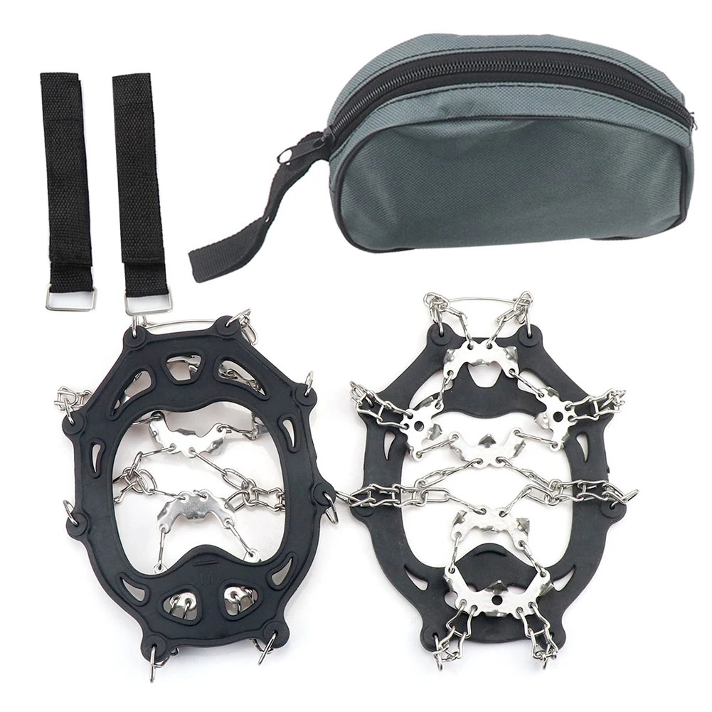 Stainless Steel 19 Teeth Universal Anti Slip Ice Snow Shoe Boot Grips Traction Cleats Crampon Spikes Crampons Ramponi Ice Crips