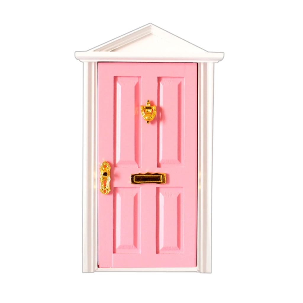 1:12th Dolls House Miniature DIY Fairy Garden Furniture Wooden Door w/ Hardware