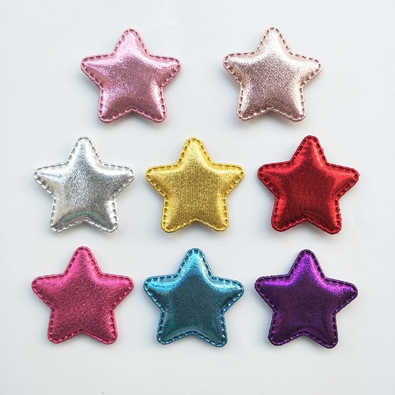48pcs/lot 4.8cm Pu Star Padded Appliques For Baby Clip Accessories DIY Kid patches and Cake Insert Cards | Дом и сад