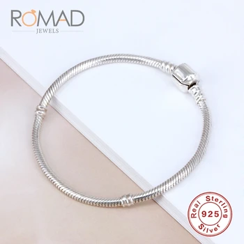 

Romad S925 Silver Basic Snake Chain Diy For Women Pandora Bracelet Silver Color Silver Basic Chain Bangle Bracelet Gifts