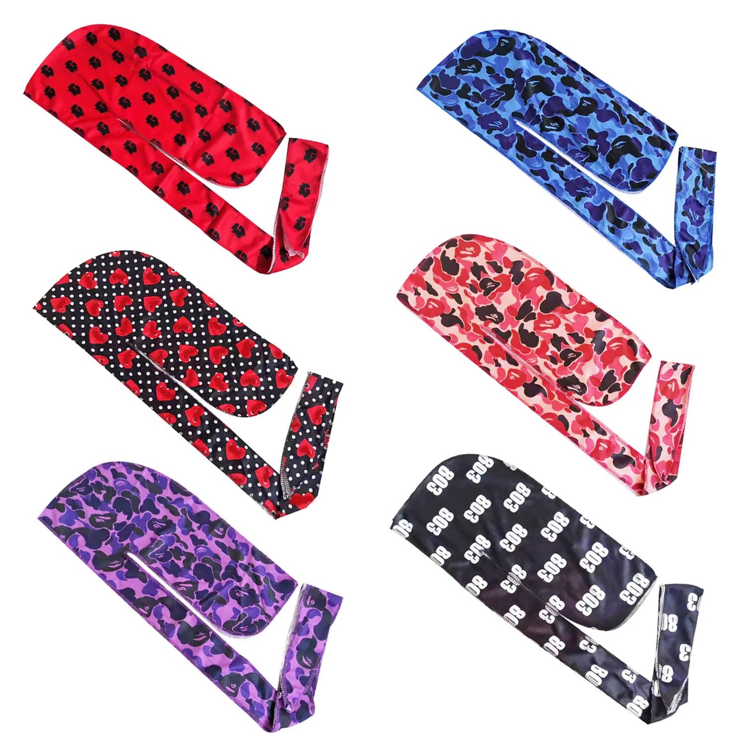 

2021 Fashion designer durags du rag men vendor with many designs red,black blue whole sale bonnets and durags free shiping