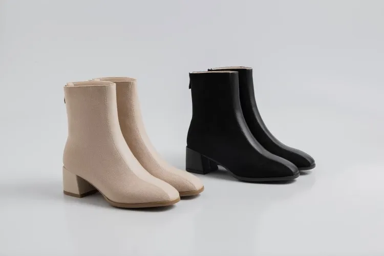 ZawsThia/Большие размеры 33-44; botas mujer invierno; качественные женские ботильоны на молнии; Модные женские Ботинки martin на высоком каблуке