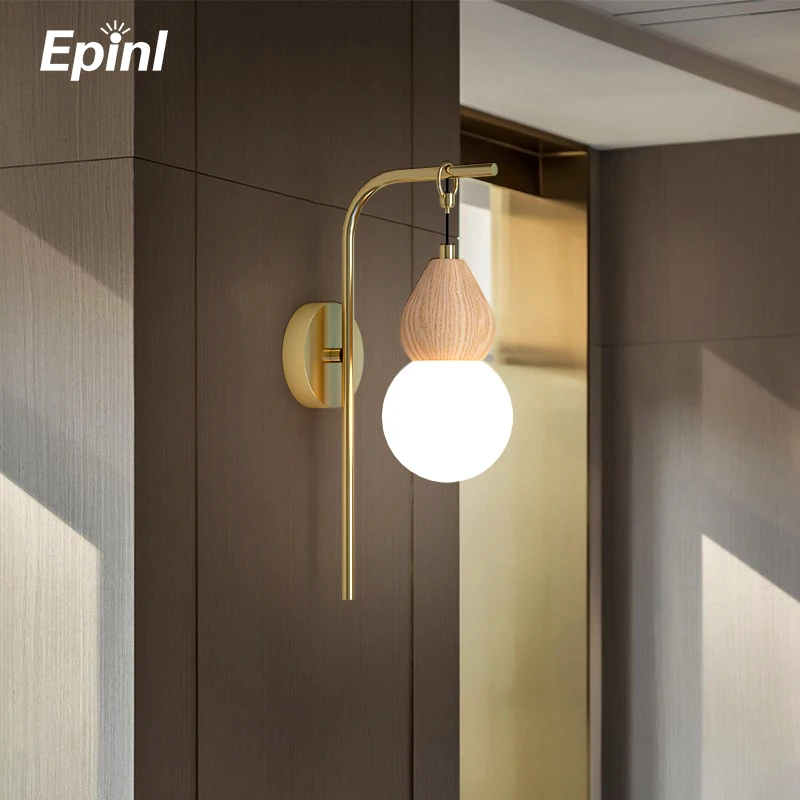 Epinl Modern Wall Light Wood Lights Dining Parlor Lamp Bedroom Restaurant Living Room Aisle Home Decor Coffee Store | Лампы и