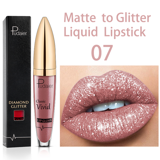 Colors Diamond Shimmer Glitter Lip Gloss Matte To Glitter Liquid Lipstick Waterproof Diamond Pearl Colour Lip Gloss Make Up