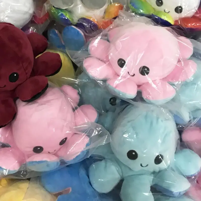 

lip two-sided Octopus Plush Stuffed Doll Toy Different Sides To Show Different Moods Soft Simulation Octopus Plush Toy For Kids