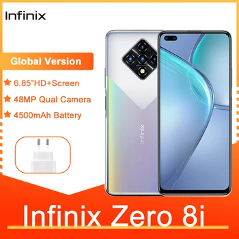 Перейти на Алиэкспресс и купить Infinix Zero 8i глобальная Версия 8GB 128GB 6,85 ''FHD 90Hz Full Screen 48MP Quad Camera 4500mAh аккумулятор дешевые мобильные телефоны