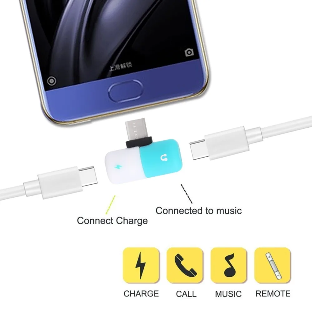 HAWEEL 2 в 1 двойной USB-C/type-C Мужской капсулы таблетки мини аудио и Зарядка адаптер сплиттер для Galaxy S 8 huawei P10 Xiaomi Mi6