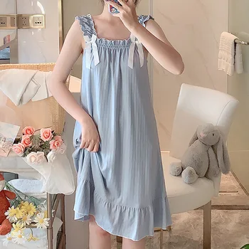 

Slip Nightdress Summer WOMEN'S Pajamas Sunken Stripe Sexy and Charming Temptation Dress Loose Clothing