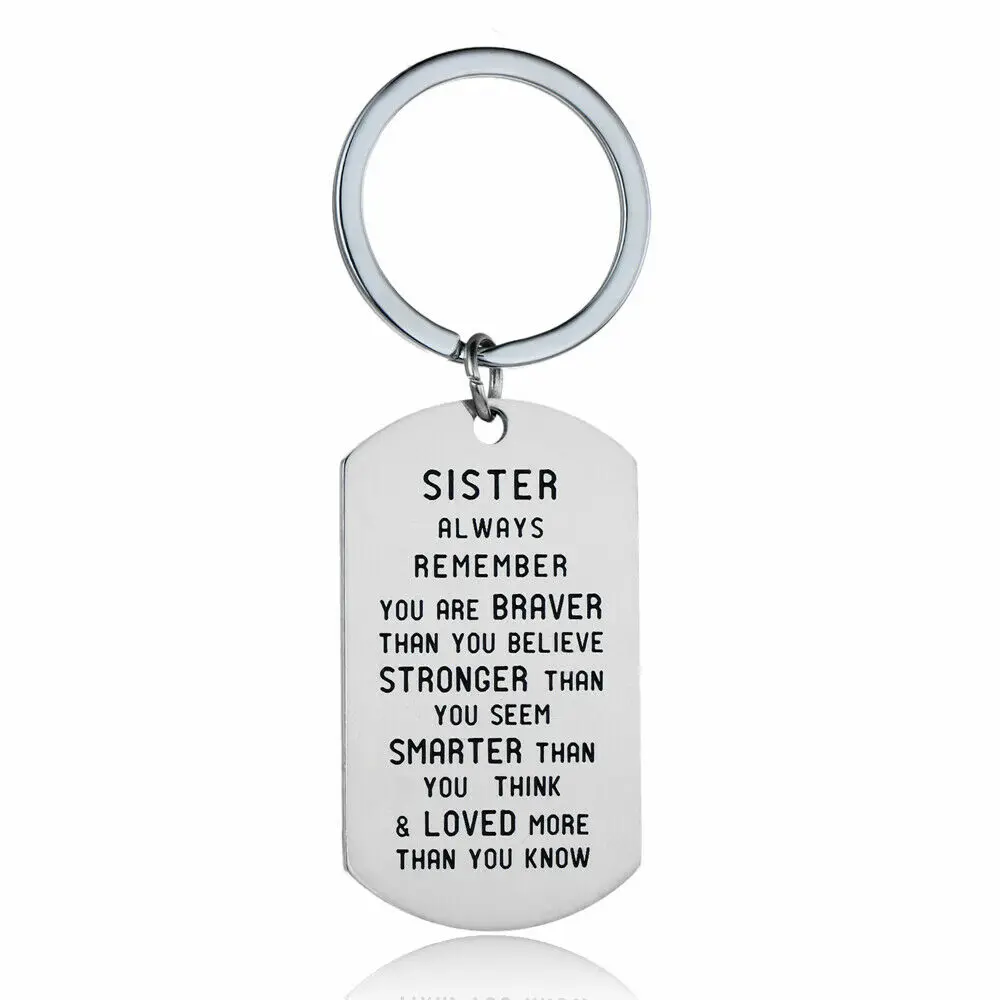 Sister Braver Брелок из нержавеющей стали вдохновляющее сердце брелок "любовь" Семья друг отец мать дочь сын сестра влюбленная пара - Цвет: Sister Braver