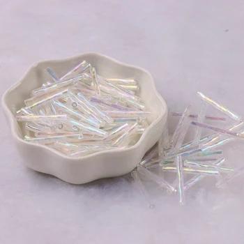 

8/0 2.5x25mm Twist Silver Core Czech Glass Seed Bugle Beads Brilliant Transparent Color Tube Jewelry Garment Sewing Accessories
