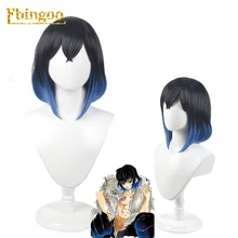 Ebingoo, новинка, парик для косплея, Demon Slayer Kimetsu no Yaiba Hashibira Inosuke, синтетический парик для косплея, черный, Ombre, синий, карнавальные парики на Хэллоуин