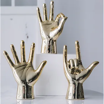 

Nordic Gold Plating Creative Finger Gesture Decoration Bar Coffee Shop Showcase Personality Ornaments X4366