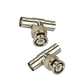 

BNC 3 Three Way Splitter Connector Socket Type T Q9 BNC Male To 2 Dual BNC Female Nickel Plated Coaxial RF Adapter Connectors