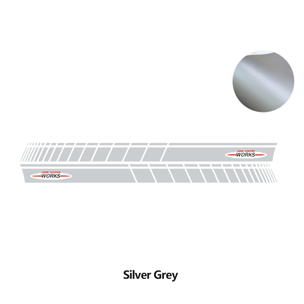 2 шт. Автомобильная дверь боковые полосы стикер Джон Купер работает Стайлинг наклейка для тела для MINI Cooper S R56 One JCW аксессуары - Название цвета: silver gray