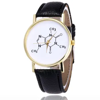 

Chemical equation pattern ladies leather strap quartz watch for women watch women romantic wrist dress watch