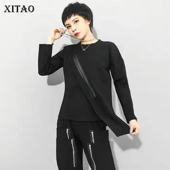 

XITAO Patchwork Irregular Pullover Sweatshirt Women 2020 Autumn Casual Fashion Style Temperament All Match Women Clothes ZP2096