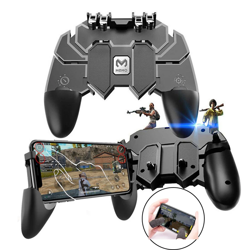 AK66 шесть пальцев Pubg мобильный металлический игровой контроллер триггер стрельба бесплатно огонь геймпад джойстик для Iphone 11 Ios Android игровой коврик