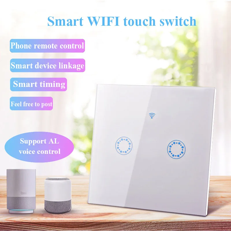 Умный сенсорный выключатель света с Wi Fi настенный дистанционным управлением Tuya