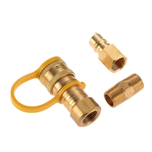 3/8 Inch Natural Gas Quick Connector Brass Propane Adapter Fittings For LP Gas Propane Hose Quick Disconnect For Grill