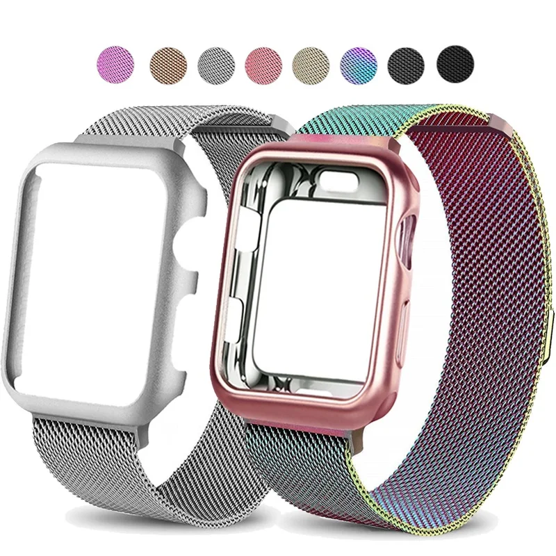 

Case and Milanese Loop Stainless Steel band For Apple Watch 1/2/3 42mm 38mm Bracelet strap for iwatch series 4 5 40mm 44mm