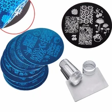 10Pcs Placas de Unhas com Batedor Nail Art Stamp Estamparia Imagem Placas Template Manicure Ferramentas Geléia Clara(China)