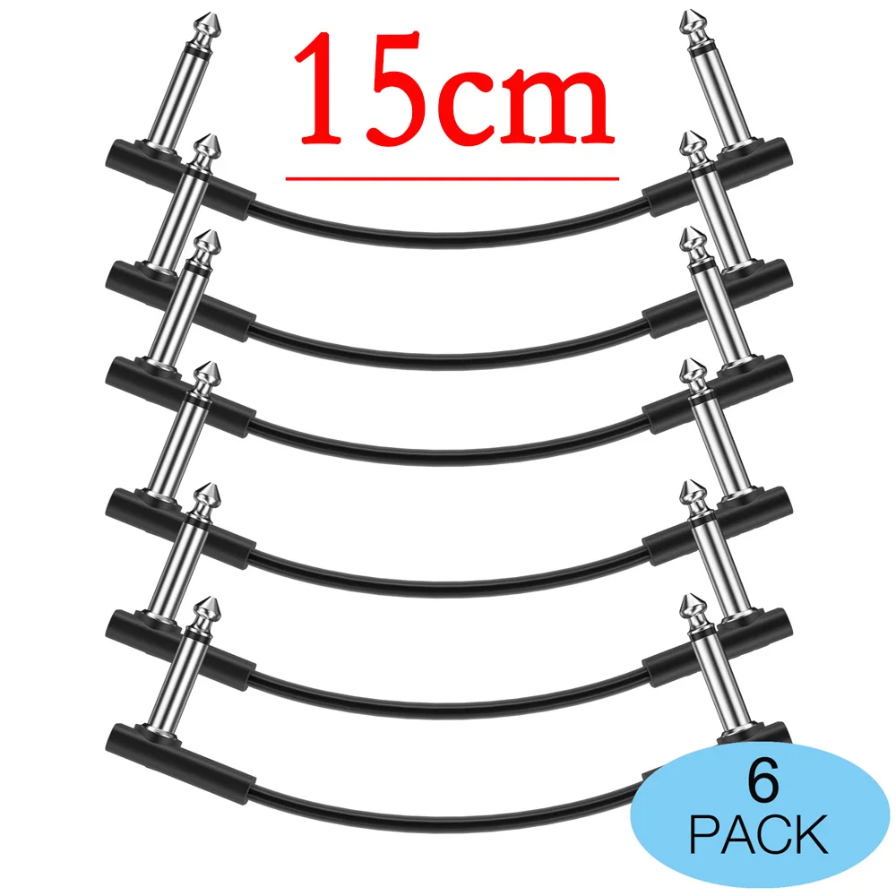 3, 6 штук в партии, гитарная педаль патч аудио кабель с прямым углом 15/30 см гитарная педаль соединения кабеля провод шнур аксессуары - Цвет: 15cm X 6pcs
