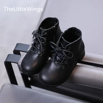 

Children's retro Martin boots British style students Korean black girls Cowhide short boots 4-15 years old 2020 autumn new