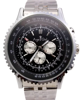 

Mens LuxuryWatch Automatic Movement Mechanical Big Face 50mm Stainless Steel Black Leather Gent's Watches Chronograph