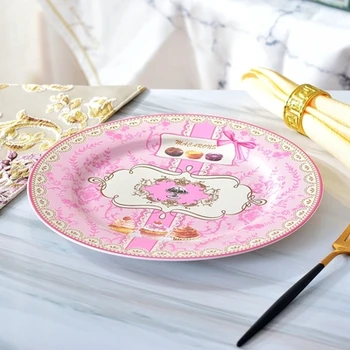 

Nordic Style Ceramic Disc Afternoon Tea Pastry Tray Round Fruit Snack Plate Home Decoration Wedding Tray Gift Free Shipping