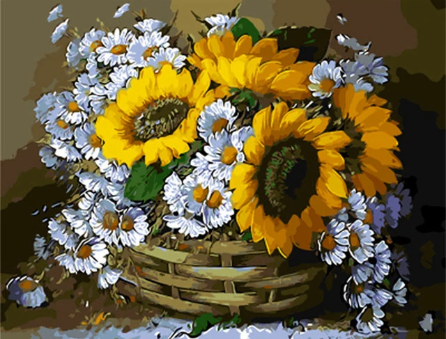 HUACAN Coloring By Numbers White Flower Kits Drawing Canvas HandPainted DIY Oil Painting Pictures Home Decoration Art Gift - Цвет: SZHC1-585