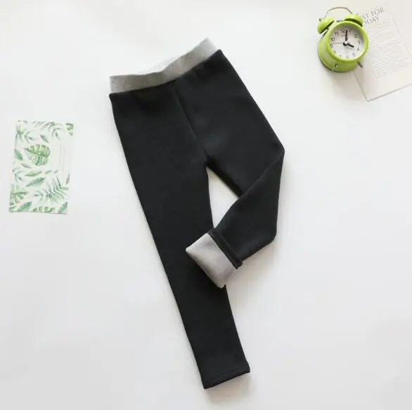 Dark grey Детский Штаны из Теплые носки на осень и зиму для девочек из плотного бархата теплые штаны для детей с хорошей терморегуляцией леггинсов - Цвет: Dark grey