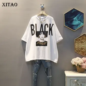 

XITAO Plus Size Letter Character T Shirt Women Clothes 2020 Summer New Fashion Pullover Short Sleeve Elegant Tee Top ZLL4949