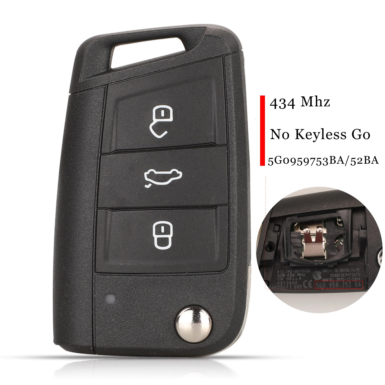 Оригинальный дистанционный ключ jingyuqin 434 МГц ID48 для VW MQB Golf VII MK7 Skoda Octavia A7 2017